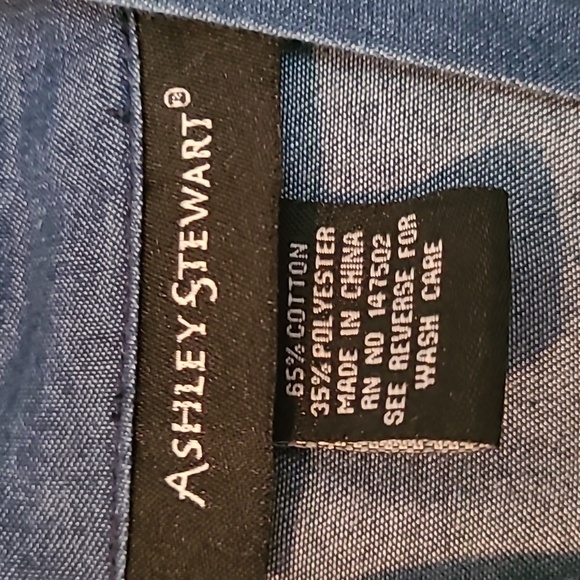 Ashley Stewart Blue Chambray V-neck Bow Tie Button-up Peplum Blouse Top Wmns 18 - Picture 2 of 13